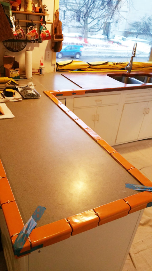 Custom Kitchen Tile Countertop During