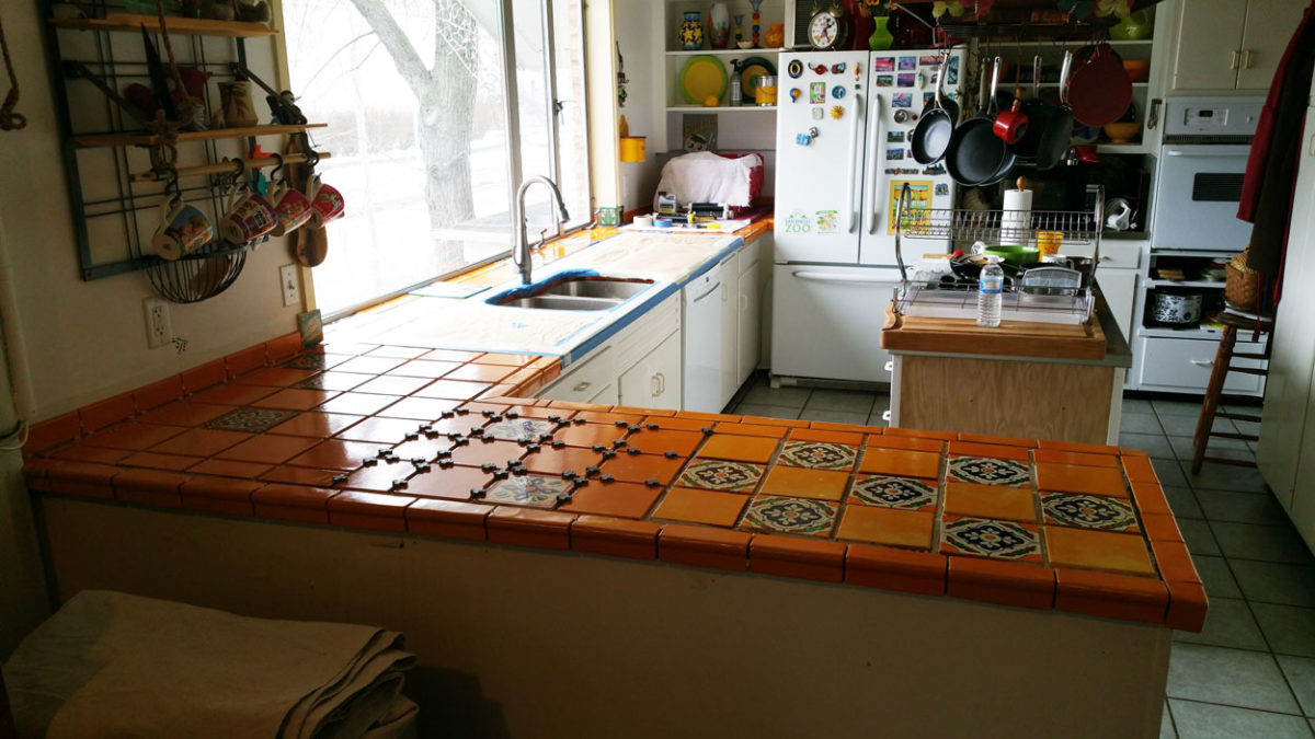 Custom Kitchen Tile Countertop After